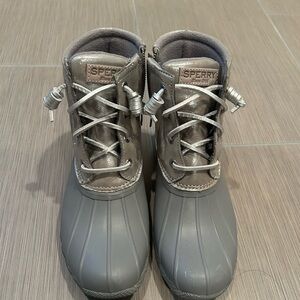 Sperry Metallic Gray Rain Boots